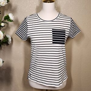 Lauren Ralph Lauren Women’s Striped Short Sleeve Pocket Tee Shirt Size Small